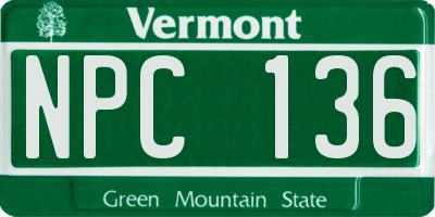 VT license plate NPC136