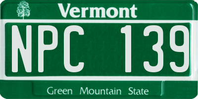 VT license plate NPC139