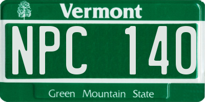 VT license plate NPC140