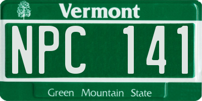 VT license plate NPC141