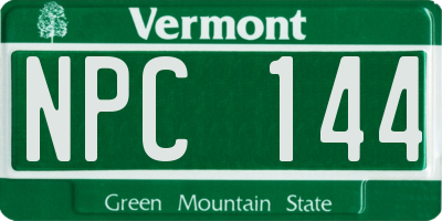 VT license plate NPC144