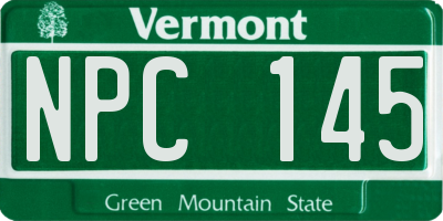 VT license plate NPC145