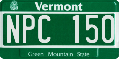 VT license plate NPC150