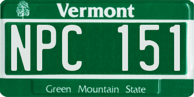 VT license plate NPC151