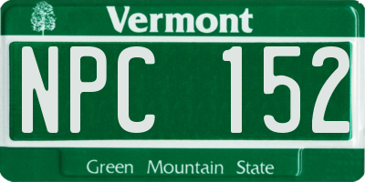VT license plate NPC152