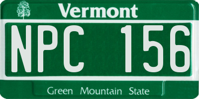 VT license plate NPC156