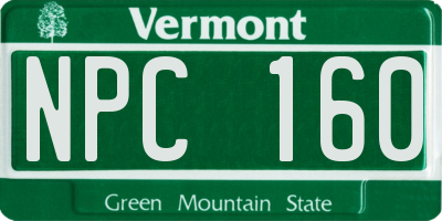 VT license plate NPC160