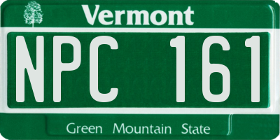 VT license plate NPC161