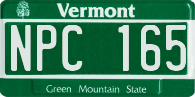 VT license plate NPC165