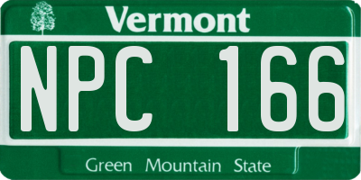 VT license plate NPC166
