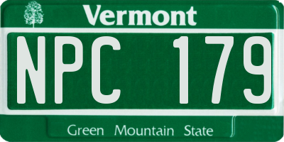 VT license plate NPC179