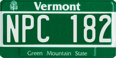 VT license plate NPC182