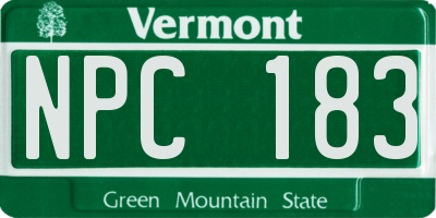 VT license plate NPC183