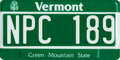 VT license plate NPC189
