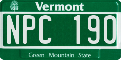 VT license plate NPC190