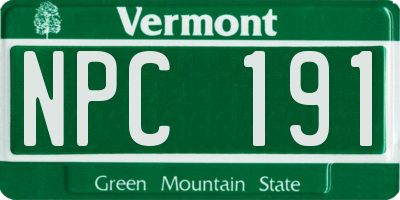 VT license plate NPC191