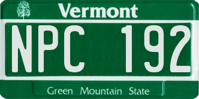 VT license plate NPC192