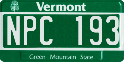 VT license plate NPC193