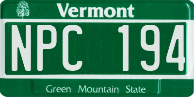 VT license plate NPC194