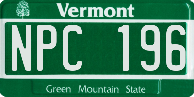 VT license plate NPC196