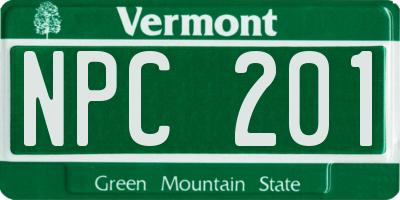 VT license plate NPC201