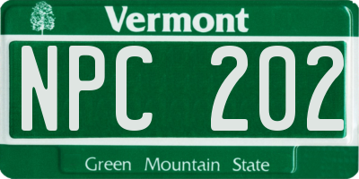VT license plate NPC202