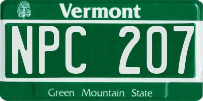 VT license plate NPC207