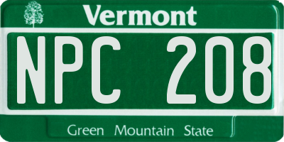 VT license plate NPC208