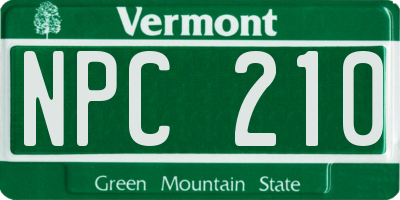 VT license plate NPC210