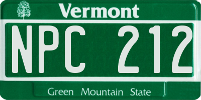 VT license plate NPC212