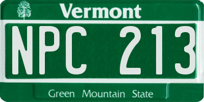 VT license plate NPC213
