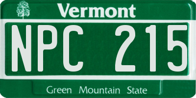 VT license plate NPC215