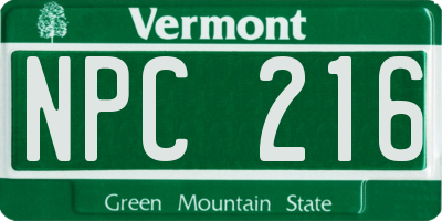 VT license plate NPC216