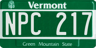 VT license plate NPC217
