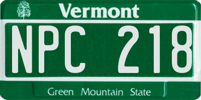 VT license plate NPC218