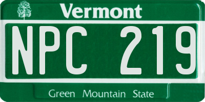 VT license plate NPC219