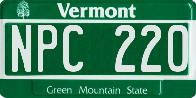VT license plate NPC220