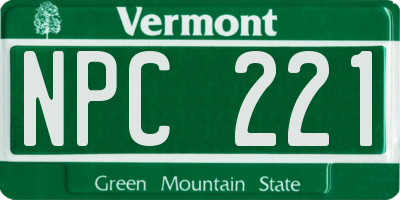 VT license plate NPC221