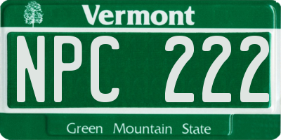 VT license plate NPC222