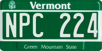 VT license plate NPC224