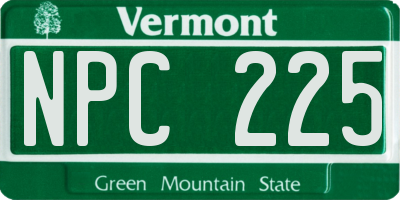 VT license plate NPC225