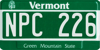 VT license plate NPC226