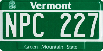 VT license plate NPC227