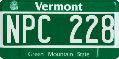 VT license plate NPC228