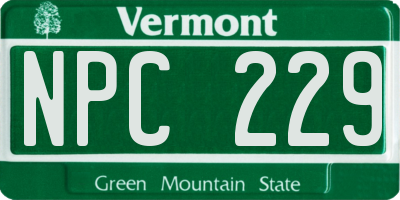 VT license plate NPC229