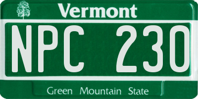 VT license plate NPC230