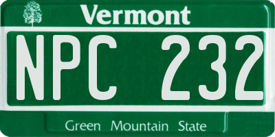 VT license plate NPC232