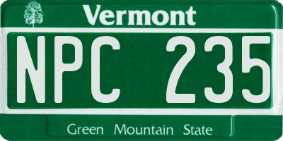 VT license plate NPC235