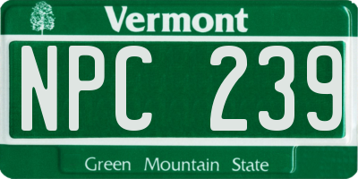 VT license plate NPC239
