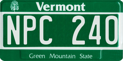 VT license plate NPC240